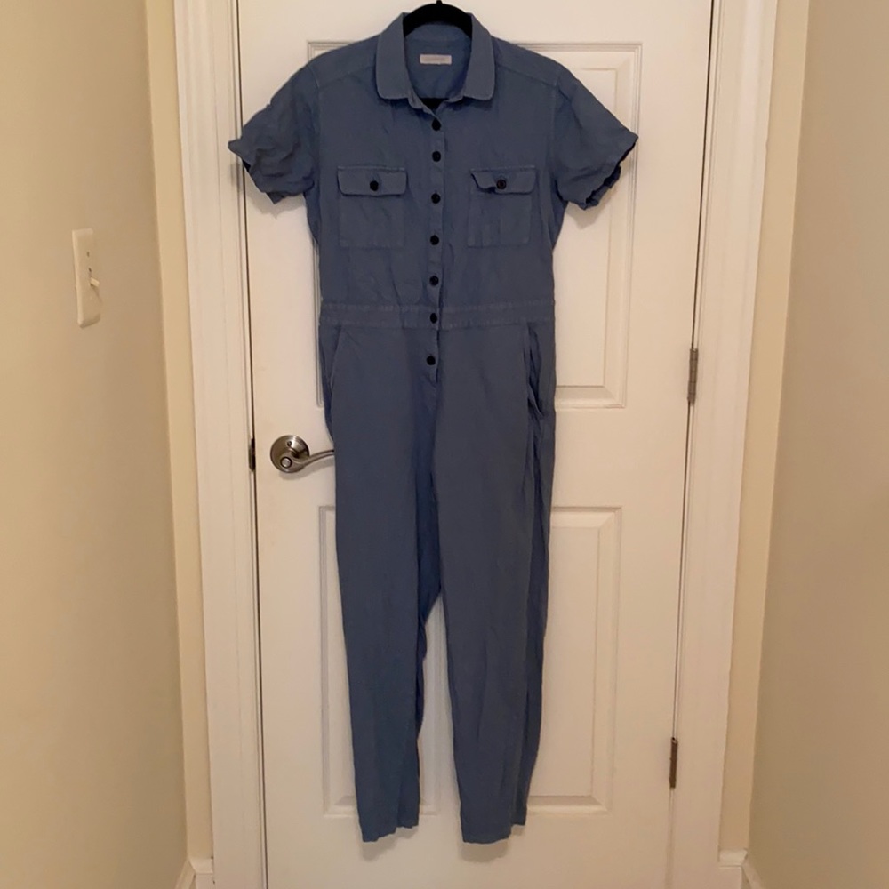 Outerknown Blue Short-Sleeve Utility Jumpsuit